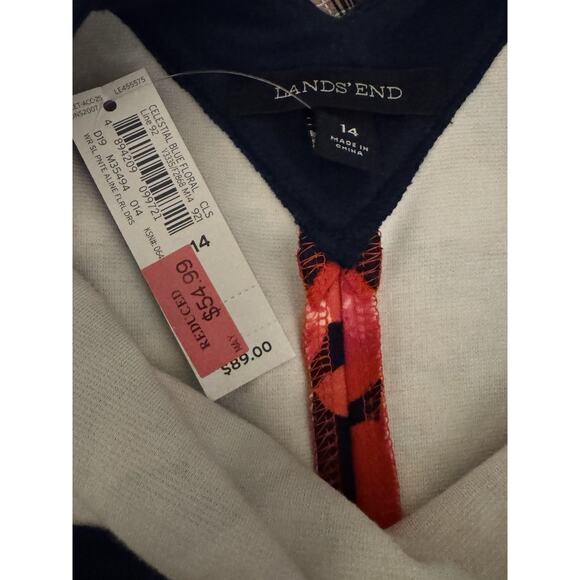 Lands' End Sleeveless Pink Flowers Ponte' Knit Dress Sz 14 NWT Cruise Preppy - Picture 9 of 9